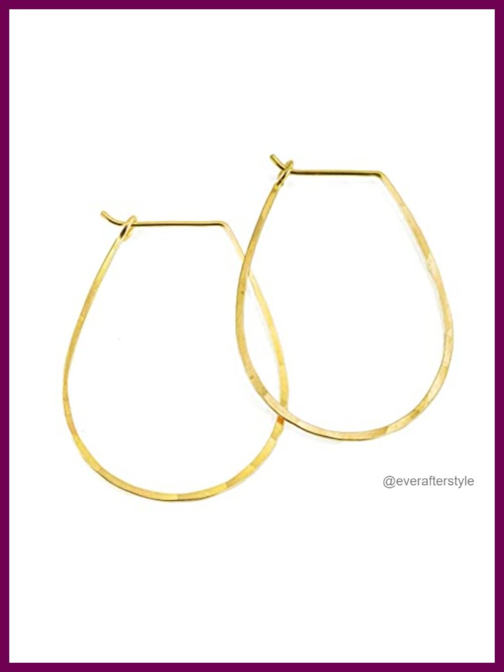 Thin Hammered Hoop Earrings 14K Gold Filled Geometric Large 1.5"